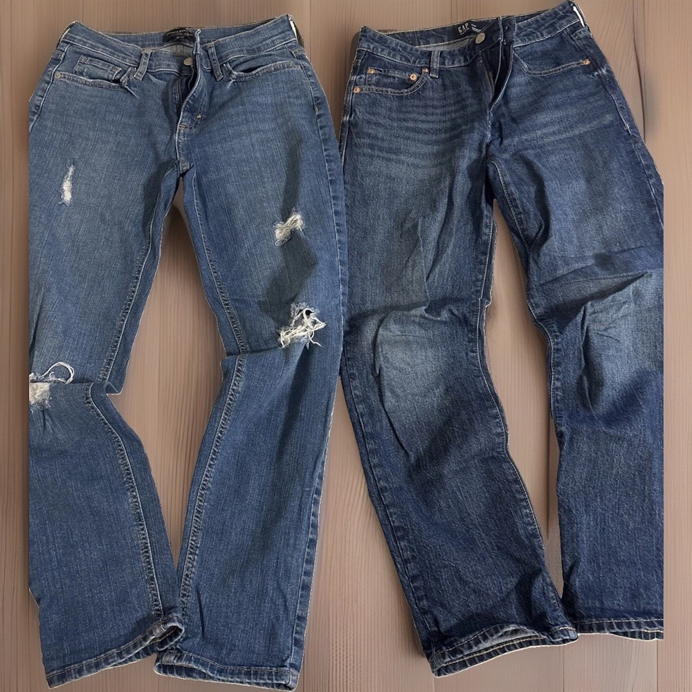 Women's Jeans Size 2 26 Gap Slim Boyfriend Banana Republic Girlfriend Distressed
